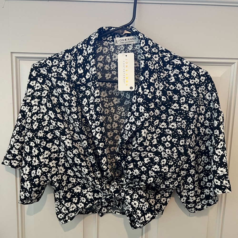 Crop tie up cover up/shirt